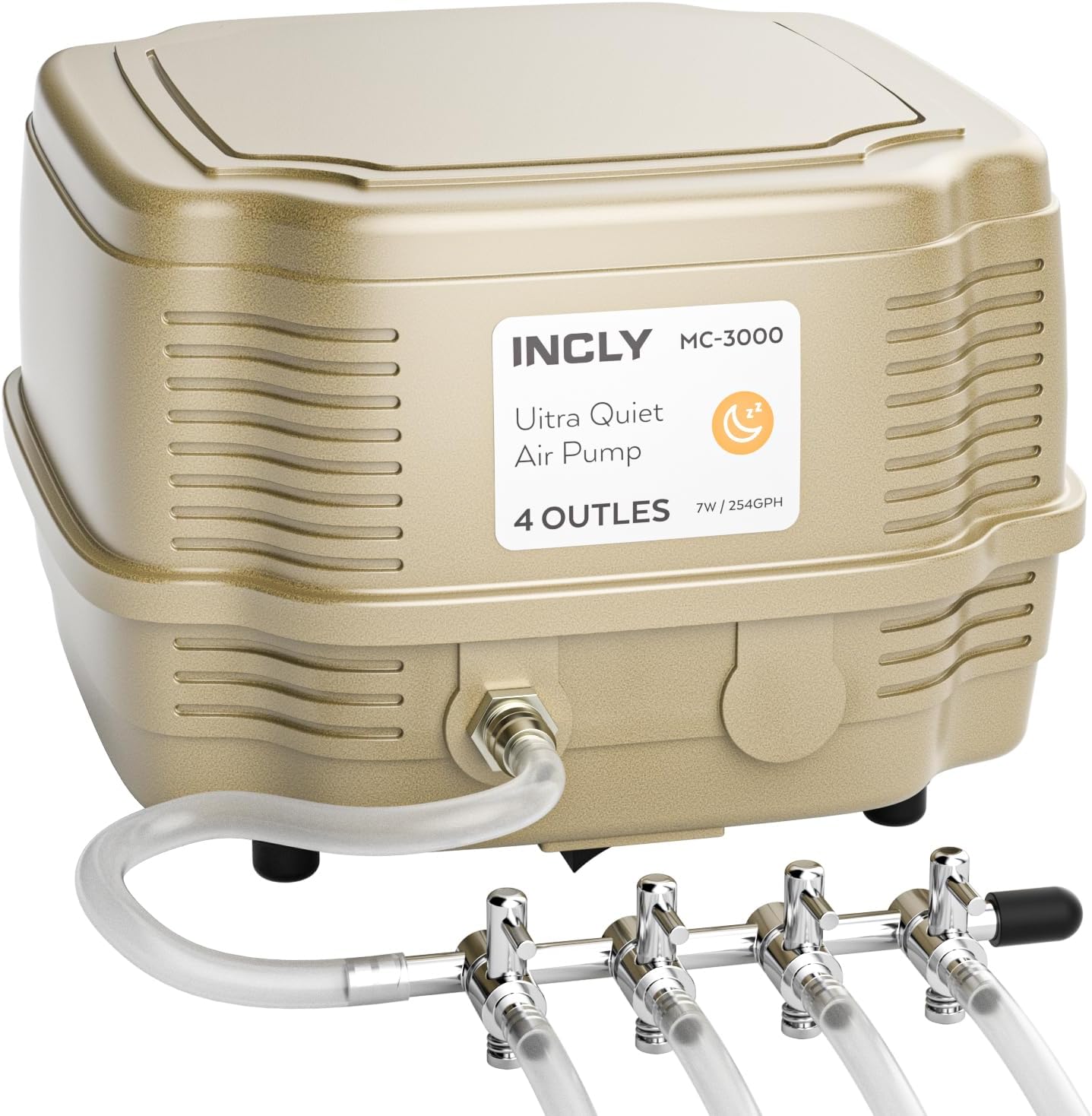 INCLY 7W 4-outlet commercial aquarium air pump