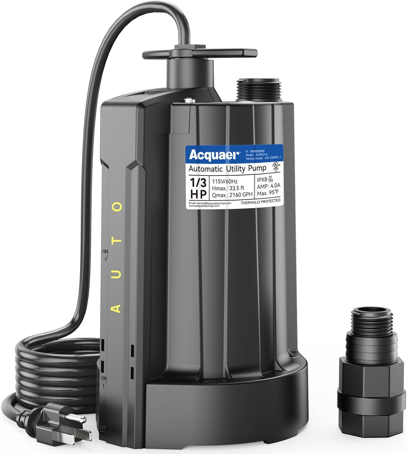 Acquaer 1/3 HP Submersible Utility Pump