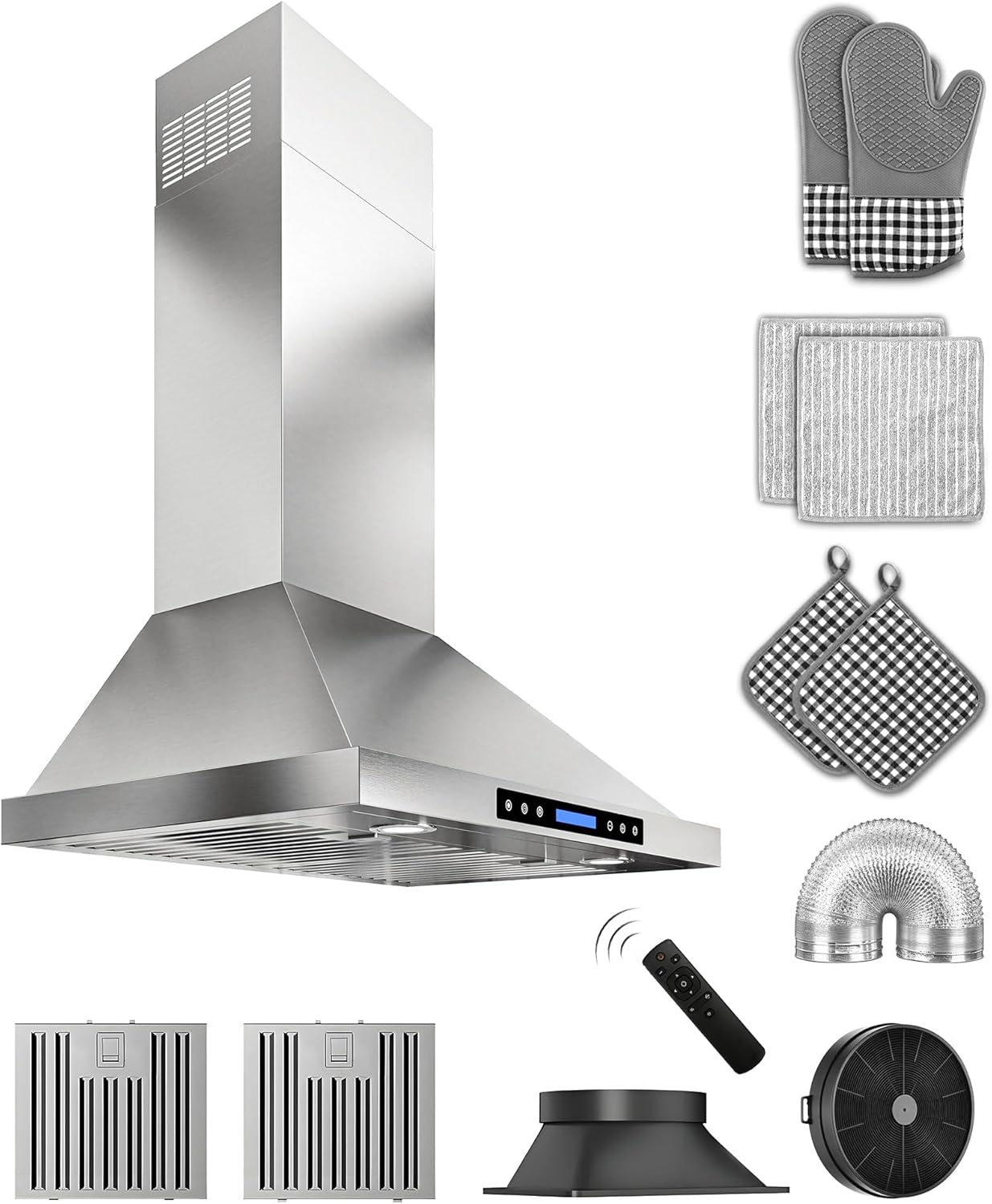 FlyPine 30 inch stainless steel wall mount range hood